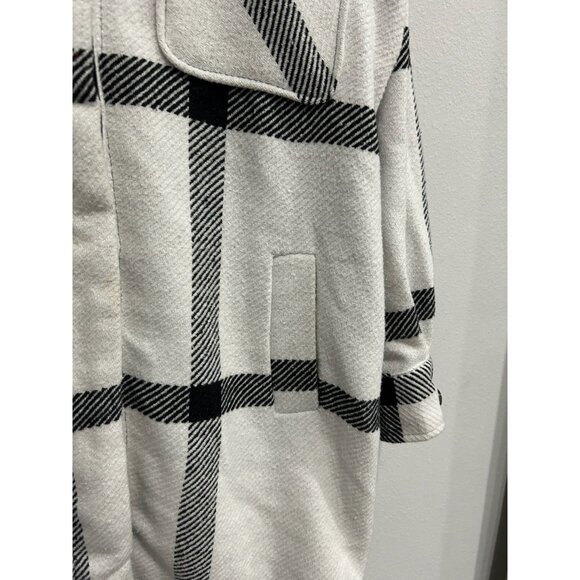 ONLY Plaid Button Up Long Shacket Coat Black White Checkered Pattern Sz Small - Picture 4 of 9